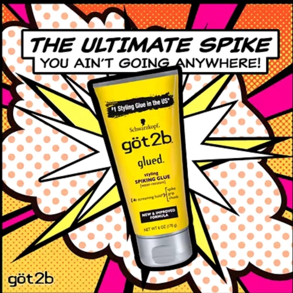 (2 FOR $8) Schwarzkopf got2b Glued Styling Spiking Glue 6 oz